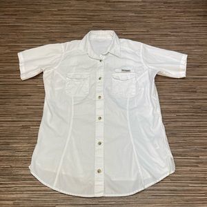 Columbia White pfg Outdoor Short Sleeve Womens Shirt